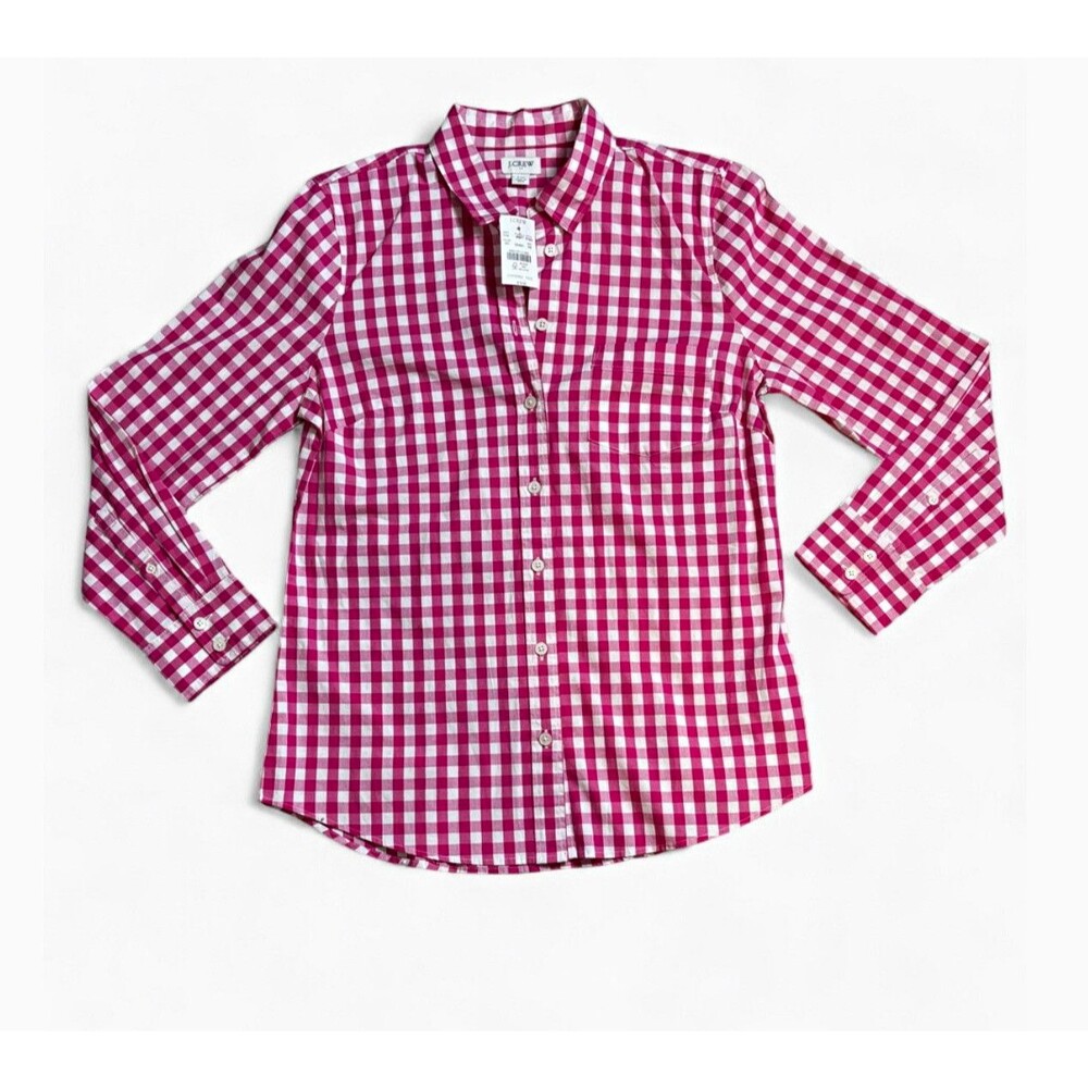 J.CREW Pink White Check Woven Cotton Button-Up Shirt Long Sleeve NWT Men M